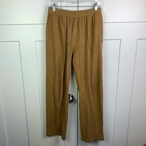 Rag & Bone MEDIUM pull On Pinstripe Trouser Pants Tan Side Pockets academia